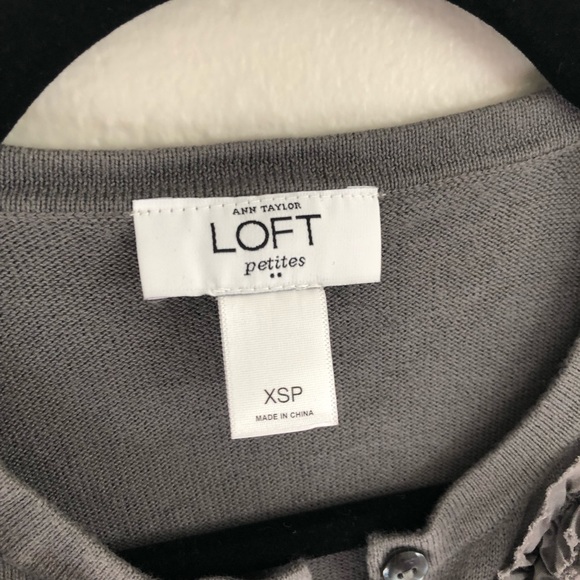 Ann Taylor Loft Gray Cardigan with Floral Details - Picture 2 of 4